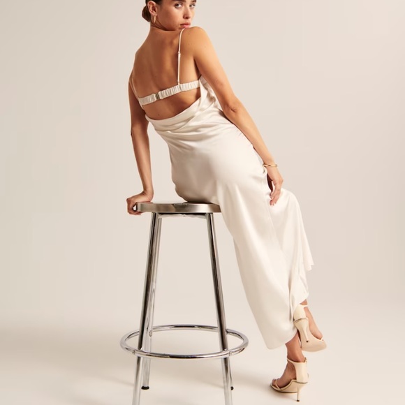 Abercrombie Satin Cowl Back Slip Midi Dress - Picture 5 of 10